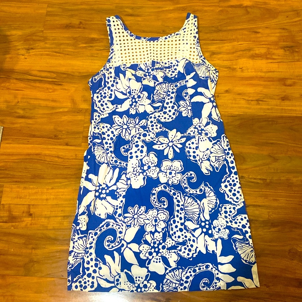 Lilly Pulitzer Blue and White Floral Dress‎